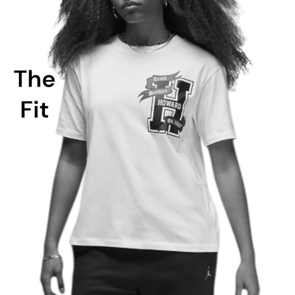 Nike T-Shirt WMNS S Blue Air Jordan Howard University Heavy Weight HBCU Jumpman - Picture 2 of 10